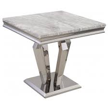 Valentino Grey Marble Side Table With