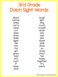 Dolch Sight Word List 3rd Grade By Sarah Griffin Tpt