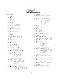 Chapter 9 Radical Functions