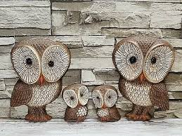 Vintage Owls Wall Decor Plaques Family