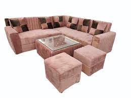wooden living room l shape sofa set