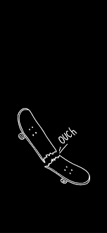 broken skateboard doodle black