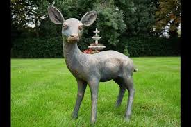 Bronze Baby Stag Deer Garden Statue