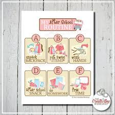 After School Printable Routine Chart Pink Childrens Schedule For School