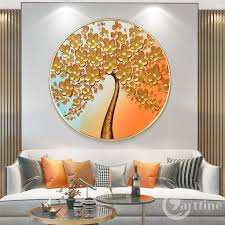 Round Abstract Acrylic Tree Painting