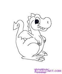 Illustration of cute baby dragon cartoon vector art, clipart and stock vectors. Step 5 How To Draw A Cartoon Baby Dragon Easy Dragon Drawings Cartoon Dragon Dragon Drawing