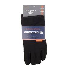 New Mens Dockers Intelitouch Touchscreen Stretch Black Gloves Active Fit Ebay