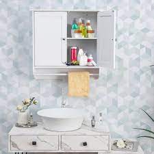 White Bathroom Storage Wall Cabinet