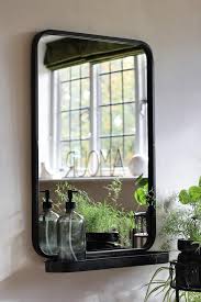 Black Iron Bathroom Mirror With Shelf