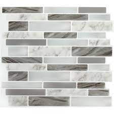 Mosaic tile backsplash tile the home depot canada. Stick It Tiles Marble Grey Obl Peel And Stick It 11 25x10 8 Pack The Home Depot Canada