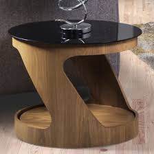 Bentwood Side Table Oval In Black Glass