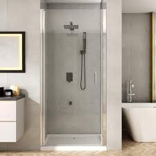 Toolkiss 30 To 31 1 4 In W X 72 In H Pivot Swing Frameless Shower Door In Chrome With Clear Glass