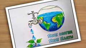 how to draw save water save earth