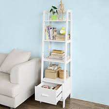 Haotian White Modern Ladder Bookcase