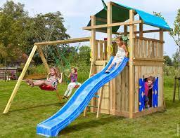 wooden swing set fort playhouse 2
