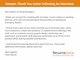 thank you letter following an interview