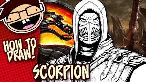 Under the circle, draw a line as a guide for reptile's jaw and chin. How To Draw Scorpion Mortal Kombat X Narrated Easy Step By Step Drawing Tutorial Youtube