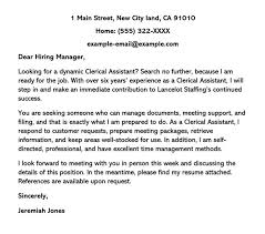 sample clerical cover letter and