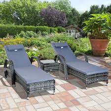 outsunny rattan sun lounger set with