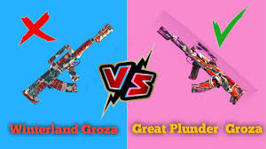 All the melee weapons have the same stats: Comparison Between Great Plunder Groza Or Winterland Groza In Free Fire Great Plunder Groza Youtube