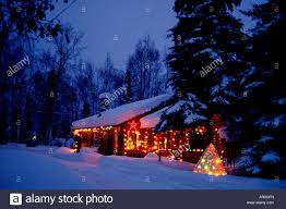 Anchorage Log Cabin With Christmas Lights Ak Southcentral