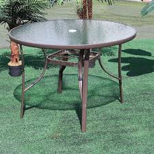105cm Glass Top Garden Table Round