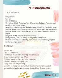 Indowooyang is manufacturer and exporter of products made from sweet potato. Loker Cirebon Lowongan Kerja Pt Indowooyang Yang Facebook