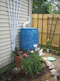 Rain Barrels Painted Backyard Landscaping