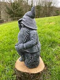 Thinker Pixie Gnome Hand Cast Stone Gar