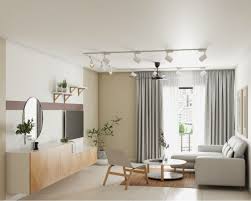 ious living room with white track