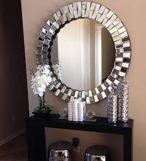 Glass Round Wall Mirror In Silver
