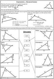 The third side of a triangle when we know two sides and the angle between them answer: Laws Of Sines And Cosines Solve And Match Law Of Sines Trigonometry Trigonometry Worksheets
