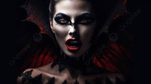 female witch in demonic makeup with