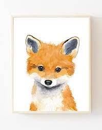 Fox Painting Nursery Fox Print Animal