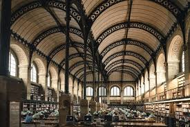 library with barrel vault ceiling