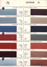 Datsun Paint Chart Color Reference