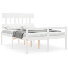 bed frame with headboard white 140x200