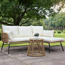 Wicker Outdoor Chaise Lounge Sofa Set