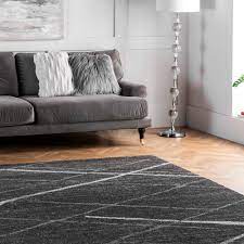 dark gray square indoor stripe area rug