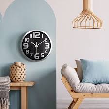24 Hours Wall Clock Numbers Black Home