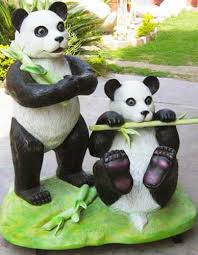 Fiber Panda Set Statue For Interior
