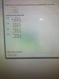 Solved Write The System Of Equations