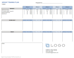 weight training plan template for excel