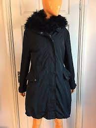 Faux Fur Hood Trench Coat Jacket Xs