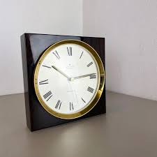 Vintage Wood And Brass Wall Clock For