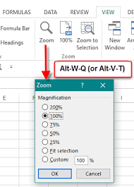 Excel Zoom Shortcuts