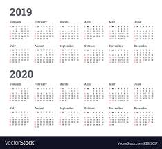 Calendar 2019 2020 Year Wee