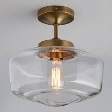 Brass And Glass Dome Semi Flush Mount Ceiling Light By World