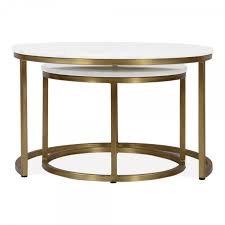 Uk contemporary furniture online shop amode.co.uk sells modern black/white nesting coffee table with ottomans faux marble coffee table with stool round wood. Brass Madison Nest Of 2 Tables Nesting Side Tables