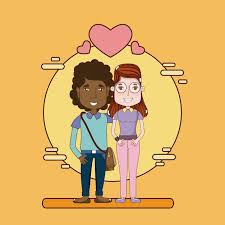 cute and funny couple cartoon in love
